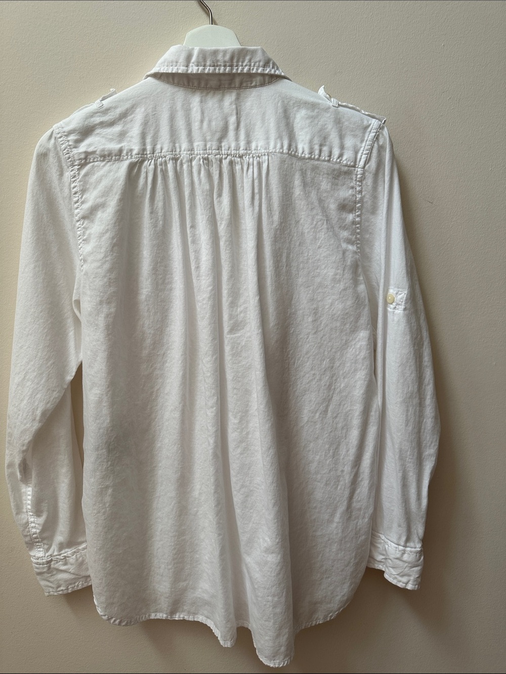 White Casual Button-Down Cotton Shirt - Picture 4 of 6